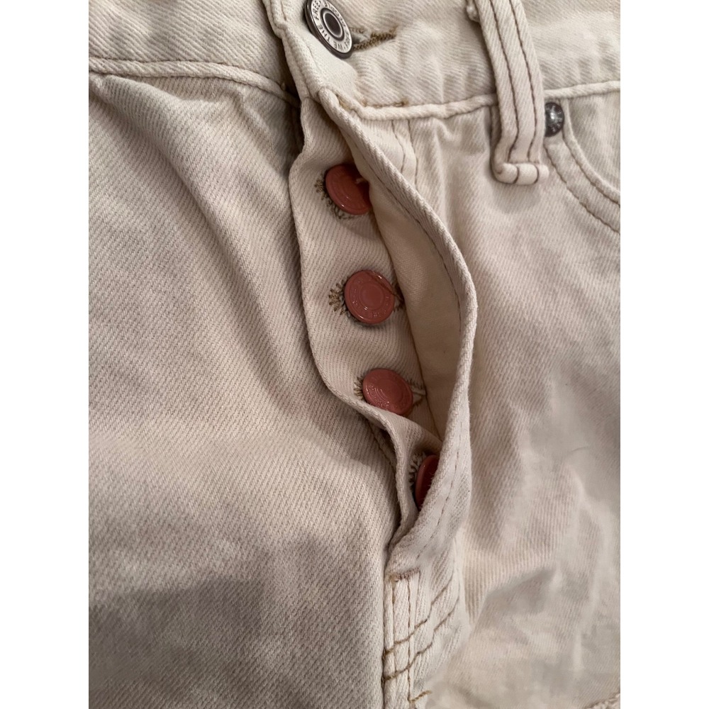 We The Free People Now or Never Cut Off Denim Shorts Distressed Ecru Size 26 - Picture 10 of 10